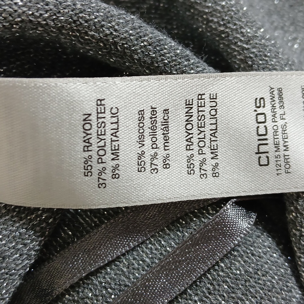 Chicos Blouse Lightweight Sweater Chicos Size 1 USA size med Gray with Shimmer - Picture 6 of 7